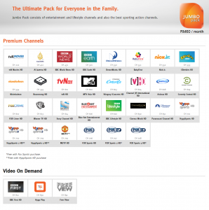 unifi TV jumbo pack channels